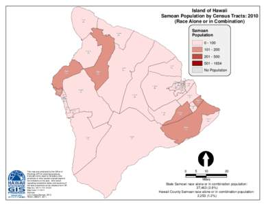 Island of Hawaii Samoan Population by Census Tracts: 2010 (Race Alone or in Combination) CT[removed]