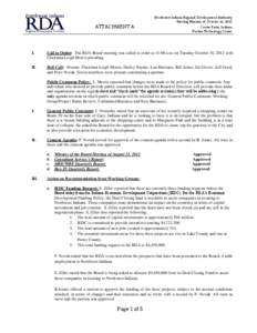 ATTACHMENT A  Northwest Indiana Regional Development Authority Meeting Minutes of October 16, 2012 Crown Point, Indiana Purdue Technology Center