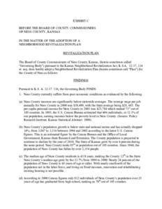 EXHIBIT C BEFORE THE BOARD OF COUNTY COMMISSIONERS OF NESS COUNTY, KANSAS IN THE MATTER OF THE ADOPTION OF A NEIGHBORHOOD REVITALIZATION PLAN REVITALIZATION PLAN