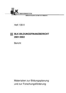 Heft 108-II  BLK-BILDUNGSFINANZBERICHTBericht