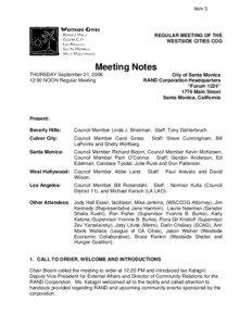 COG Meeting Notes - September 21, 2006
