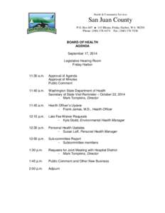 Health & Community Services  San Juan County P.O. Box 607  145 Rhone, Friday Harbor, WA[removed]Phone: ([removed]Fax: ([removed]