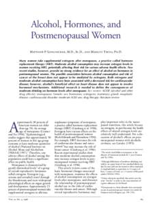 Alcohol, Hormones, and Postmenopausal Women