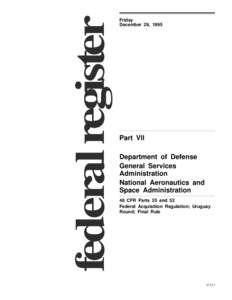 federal register  Friday December 29, 1995  Part VII