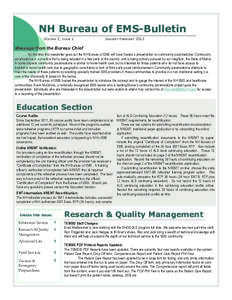 NH Bureau of EMS-Bulletin VOLUME 2, ISSUE 1 JANUARY-FEBRUARY[removed]Message from the Bureau Chief