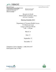 State of Vermont Department of Vermont Health Access Vermont Blueprint for Health 312 Hurricane Lane, Suite 201 Williston VT[removed]dvha.vermont.gov