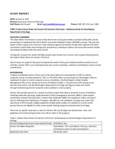 STAFF REPORT DATE: January 8, 2014 Division: Resources Policy and Planning Staff Name: Earl Rowell Email: [removed]