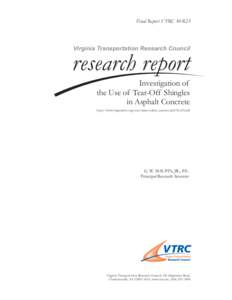 Final Report VTRC 10-R23  Virginia Transportation Research Council research report