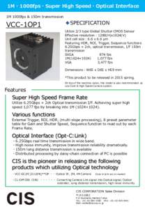 1M・1000fps・Super High Speed・Optical Interface 1M 1000fps & 150m transmission VCC-1OP1  ◆SPECIFICATION