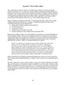 Mine Safety and Health Administration (MSHA) - Report of Investigation - Surface Mine Facility (Coal)  - Fatal Underground Coal Burst Accidents Occuring August 6 and 16, 2007 (Crandall Canyon) -   Appendix