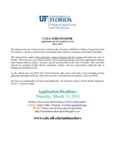 Association of Public and Land-Grant Universities / University of Florida / University of Florida College of Agricultural and Life Sciences / Alachua County /  Florida / Gainesville /  Florida / Florida