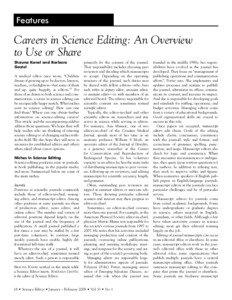 Features  Careers in Science Editing: An Overview