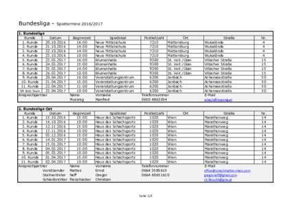 Bundesliga -  SpieltermineBundesliga Runde