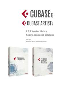 Cubase 6 / Cubase Artist 6: Version History and known issues and solutions