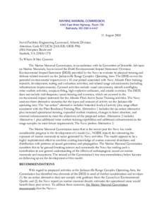 MARINE MAMMAL COMMISSION 4340 East-West Highway, Room 700 Bethesda, MD[removed]August 2008 Naval Facilities Engineering Command, Atlantic Division