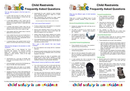 Child Restraints  Child Restraints Frequently Asked Questions