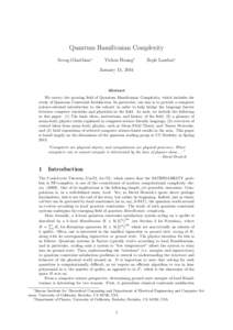 Quantum magnetism / Lattice models / QMA / Quantum complexity theory / Heisenberg model / Ising model / Mean field theory / Quantum computer / Quantum entanglement / Physics / Quantum mechanics / Statistical mechanics