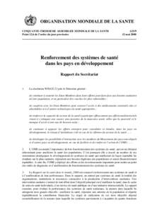 ORGANISATION MONDIALE DE LA SANTE CINQUANTE-TROISIEME ASSEMBLEE MONDIALE DE LA SANTE Point 12.6 de l’ordre du jour provisoire A53/9 12 mai 2000