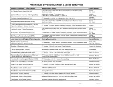 City Council Liaison and Ad Hoc Committees - Updated January 2013