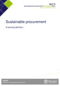 Sustainable procurement - A working definition