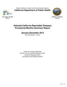 State of California--Health and Human Services Agency  California Department of Public Health Ron Chapman, MD, MPH Director