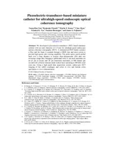 Piezoelectric-transducer-based miniature catheter for ultrahigh-speed endoscopic optical coherence tomography Tsung-Han Tsai,1 Benjamin Potsaid,1,2 Martin F. Kraus,1,3 Chao Zhou,1 Yuankai K. Tao,1 Joachim Hornegger,3 and