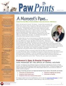 AUGUST[removed]The Delaware Office of Animal Welfare Newsletter Issue 1