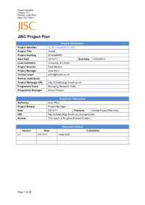 Project Identifier: Version: 0.1 Contact: Joss Winn Date: JISC Project Plan