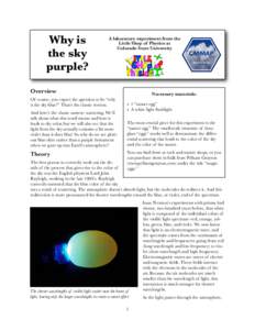 Why is the sky purple? A laboratory experiment from the Little Shop of Physics at