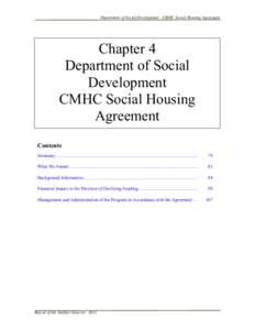 Department of Social Development - CMHC Social Housing Agreement  Chapter 4 Department of Social Development CMHC Social Housing