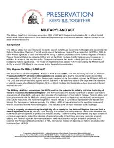 Cultural heritage / Humanities / State Historic Preservation Office / National Historic Preservation Act / Advisory Council on Historic Preservation / Designated landmark / National Park Service / Preservation Action / Cultural resources management / Historic preservation / National Register of Historic Places / Architecture