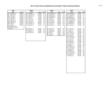 [removed]15 Inside Villanova Basketball with Jay Wright TV Show Composite Schedule CSN* Date