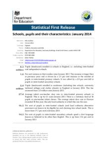 Statistical First Release Schools, pupils and their characteristics: January 2014 Reference SFR[removed]
