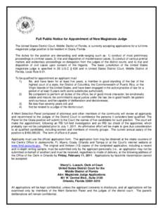 United States magistrate judge / Magistrate / United States District Court for the Middle District of Florida / Judge / United States district court / Legal professions / Geography of Florida / Florida