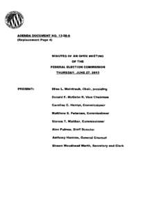 AGENDA DOCUMENT NO[removed]A (Replacement Page 4) MINUTES OF AN OPEN MEETING OF THE FEDERAL ELECTION COMMISSION