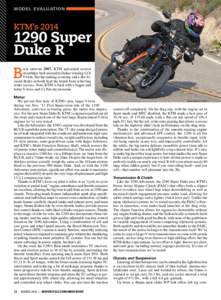 MODEL EVALUATION  KTM’sSuper Duke R