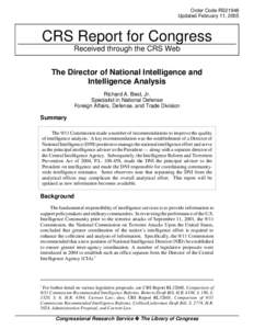 The Director of National Intelligence and Intelligence Analysis