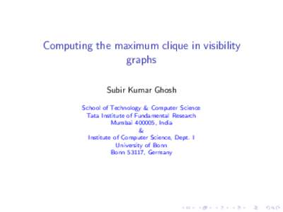 Robot control / Visibility graph / Hamiltonian path / Art gallery problem / Graph / Visibility / Clique / Independent set / Line graph / Graph theory / NP-complete problems / Graph operations