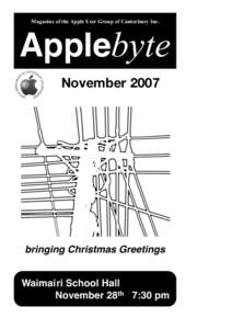 Magazine of the Apple User Group of Canterbury Inc.  Applebyte November[removed]bringing Christmas Greetings