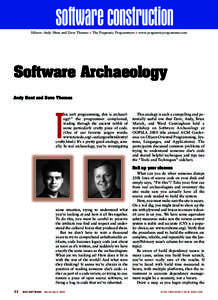 software construction Editors: Andy Hunt and Dave Thomas ■  The Pragmatic Programmers