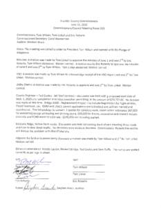 Franklin County Commissioners June 15, 2015 Commissioners/ Council Meeting Room 203 Commissioners: Tom Wilson, Tom Linkel and Eric Roberts