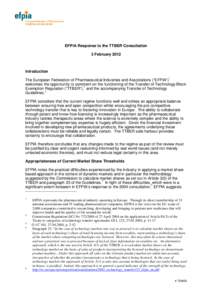 EFPIA Draft Response to the TTBE Consultation 
[removed]EFPIA Draft Response to the TTBE Consultation