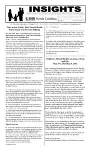 A Newsletter for Families, Teachers, and Child Serving Professionals Supporting Children & Adolescents Living With Mental Illness Editor: Jennifer Rothman, Young Families Program Director Spring[removed]Volume 20 Number 3