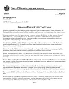 Prisoners Charged with Tax Crimes