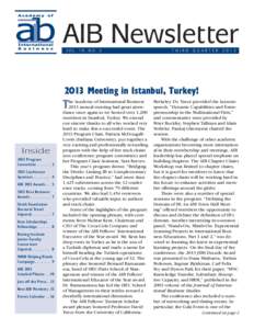 AIB Newsletter VOL. 19, NO. 3 T HIR D  QUAR T ER