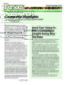 Special Campaign Issue!  The Newsletter of Responsible Policies for Animals 