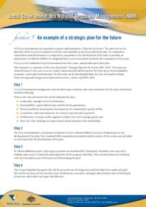 Local Government and Natural Resource Management (NRM) factsheet 5 An example of a strategic plan for the future  All Local Governments are required to prepare and implement a ‘Plan for the Future’. The plan will set