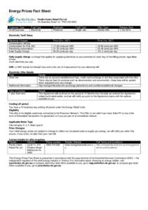 Energy Prices Fact Sheet Pacific Hydro Retail Pty Ltd Vic Business Smart 12 - PAC13213MS Customer Type Small business