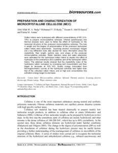 PEER-REVIEWED ARTICLE  bioresources.com PREPARATION AND CHARACTERIZATION OF MICROCRYSTALLINE CELLULOSE (MCC)