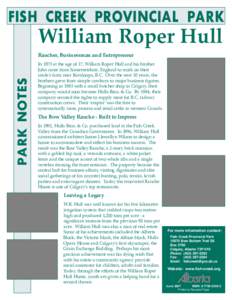 FISH CREEK PROVINCIAL PARK  William Roper Hull PARK NOTES